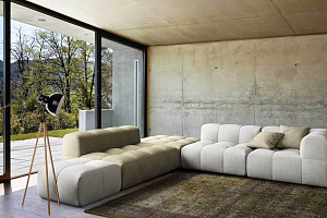 Модульный белый диван Квадро из антивандальной ткани 